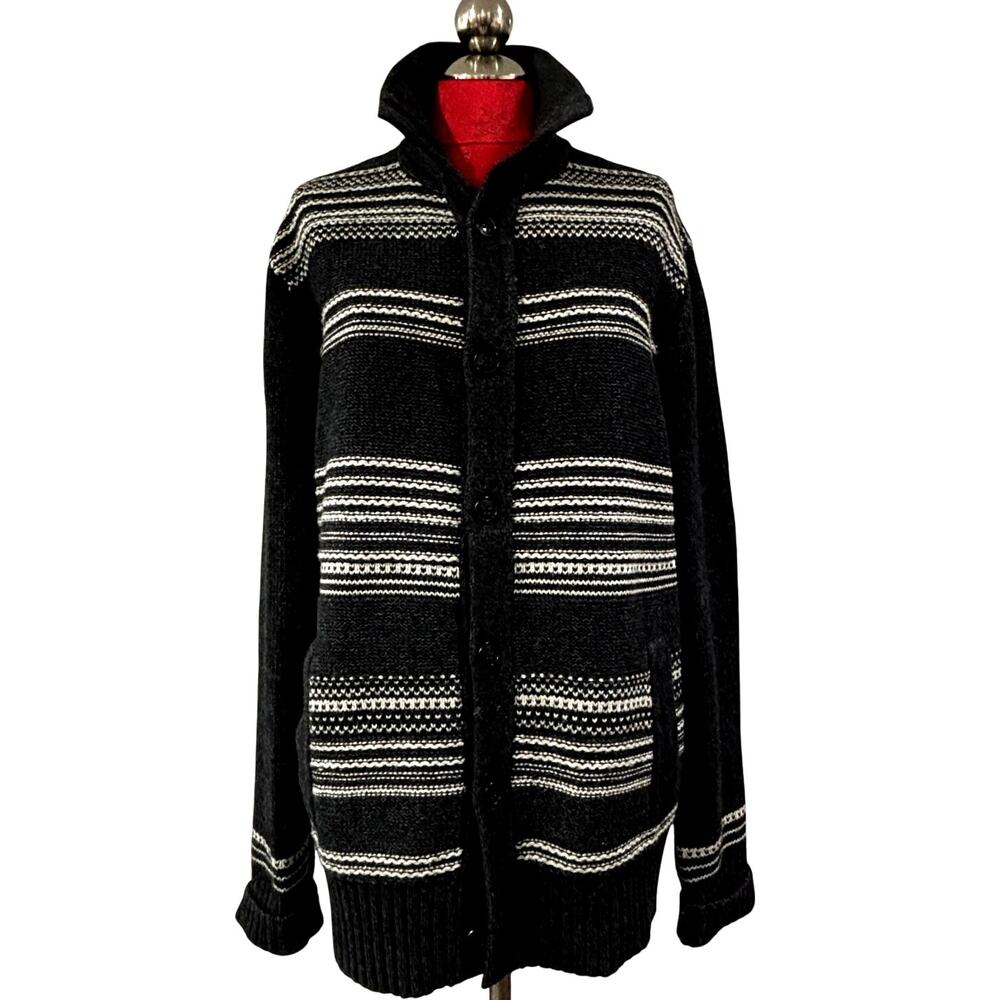 Banana Republic Heritage Collection sweater cardigan jacket SZ XL gray & white